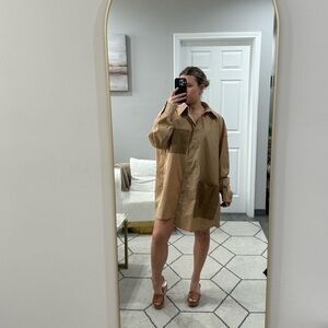 NWT Nap Shirt Dress Button Down in Tan Khaki